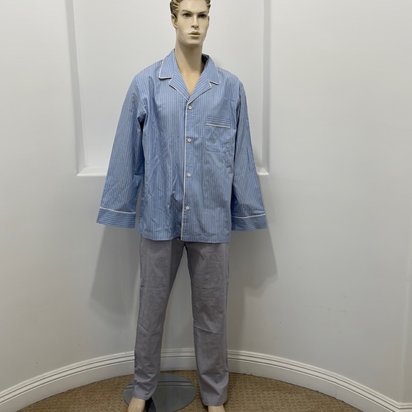 Joseph Abboud Button Up Pajama Shirt Blue And Sail Blue Wind Pants Size XL/36 - Picture 1 of 15